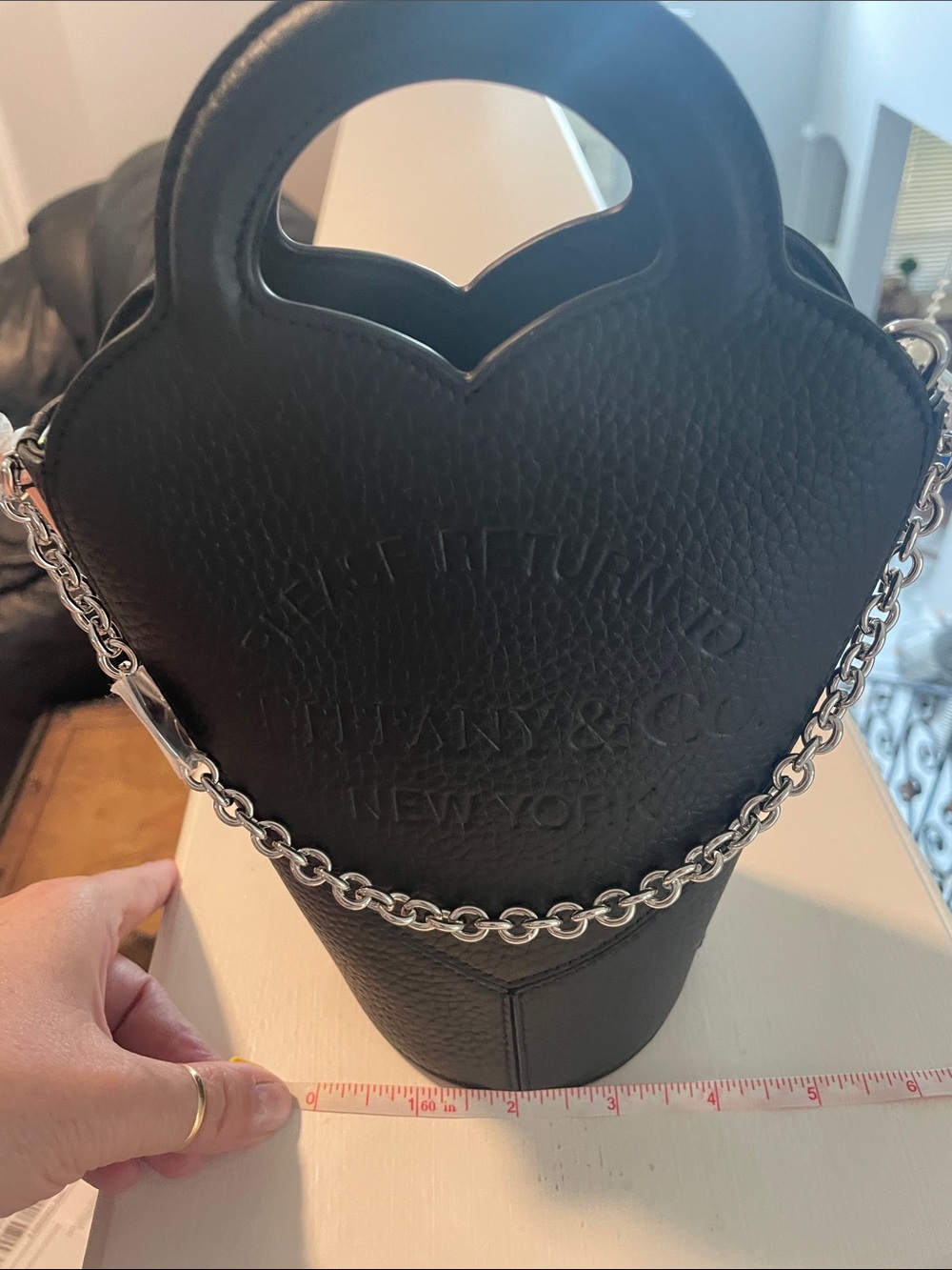 Tiffany & Co. Black Heart Crossbody Bag with Chain - Picture 8 of 10